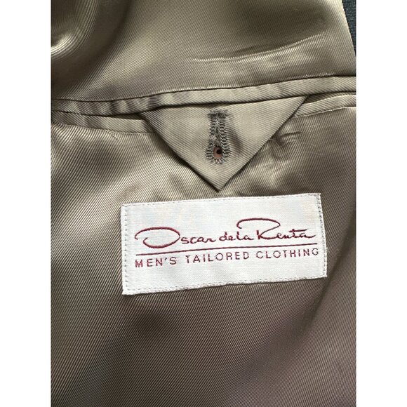 Oscar Del la Renta Wool Blend Blazer Charcoal Grey Double Button Fully Lined 44R - Picture 6 of 7